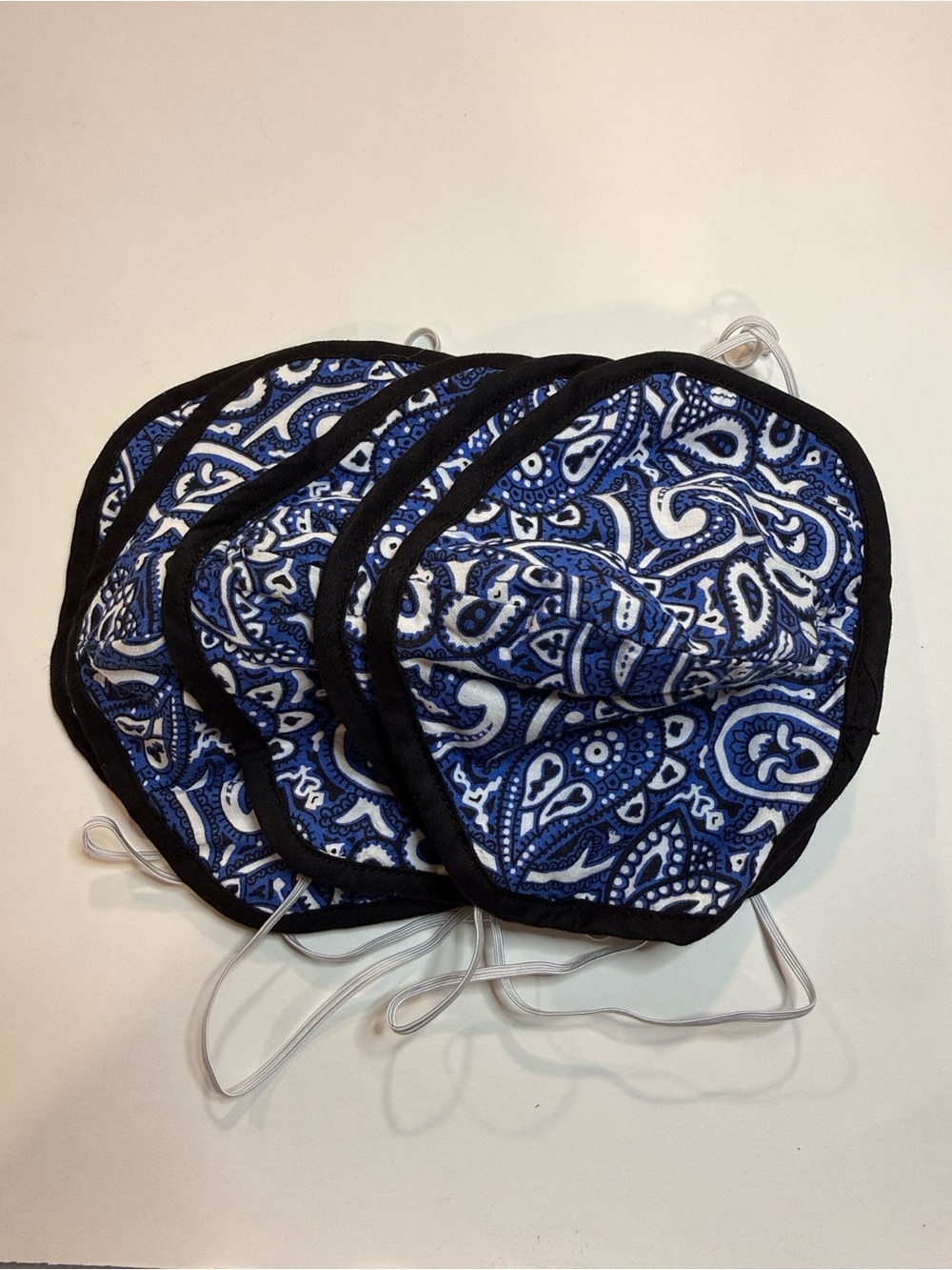 Blue Paisley Cotton Face Masks – 5-Pack